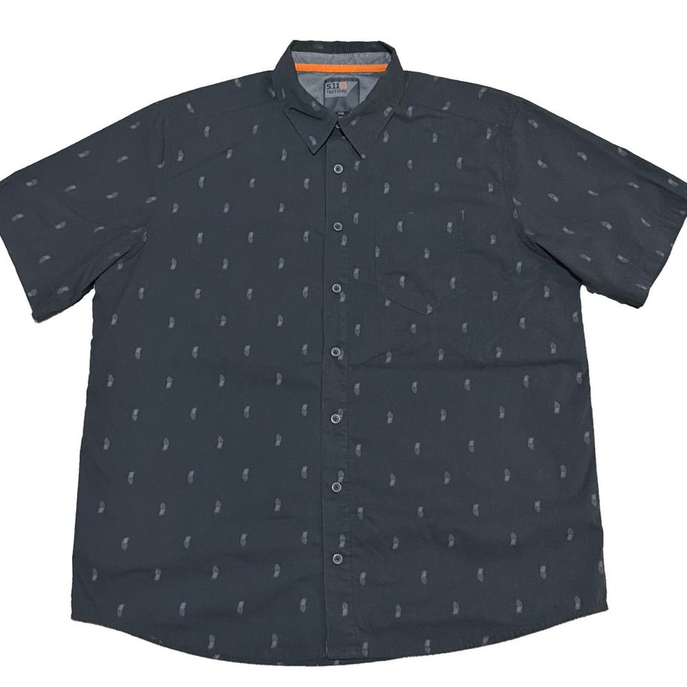 5.11 Tactical Five-O Covert Shirt Mens Black Pineapple Grenade Snap 71357 Large